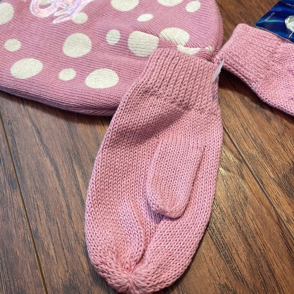 FSU beanie hat & mittens. Pink w/ polka dots Monogrammed logo, GO NOLES! - Picture 4 of 11